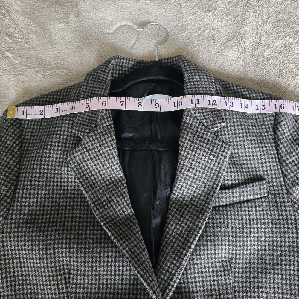 Zara Wool Blend Blazer Sz M Brown Houndstooth Plaid Tailored Career Old Money - Picture 10 of 16